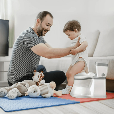 Grijze baby-potty toilet met afneembare stoel