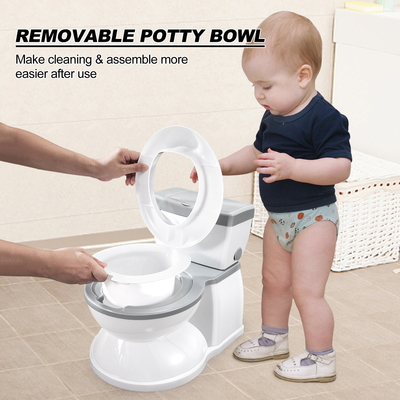 Grijze baby-potty toilet met afneembare stoel