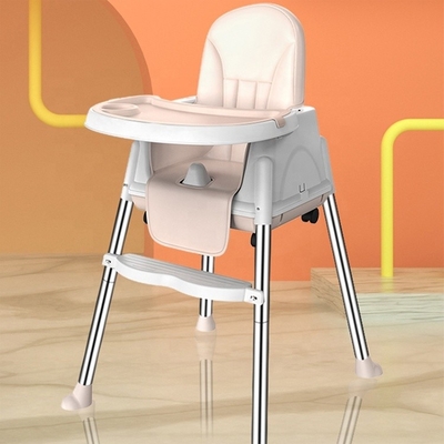 Beige/roze/sky stabiele draagbare babyvoedstoel verstelbare hoogte