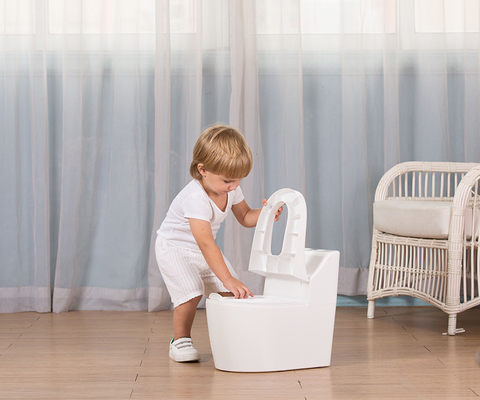 Witte babytraining putty cartoon print plastic toilettrainer - EN71-test gecertificeerd