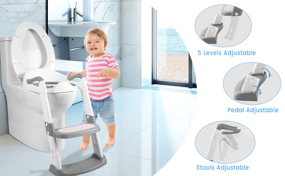 Grijzige + witte 3 in 1 Potty Training Toiletstoel met stap stoel Ladder voor 1-6 jaar oud