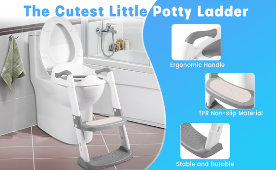 Grijzige + witte 3 in 1 Potty Training Toiletstoel met stap stoel Ladder voor 1-6 jaar oud