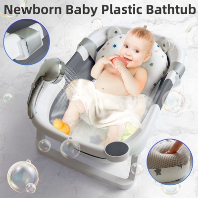Lichte babybad Plastic vouwbad met elektronische thermometer