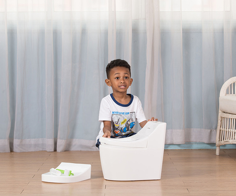Witte babytraining putty cartoon print plastic toilettrainer - EN71-test gecertificeerd