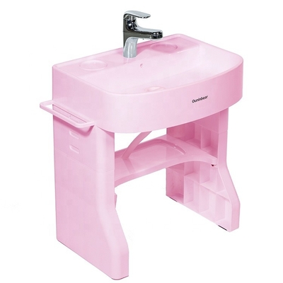 Simulatie van baby badkamer wasbak voor kinderen wasbak met plastic stand