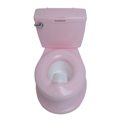 Witte baby-potty-trainingsstoel met Ouninbear-logo en knop