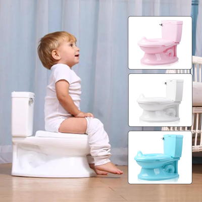 Handvatknop Baby Potty Toilet in wit blauw roze kleur met solide patroon - EN-71 gecertificeerd - 1,38 kg Netto