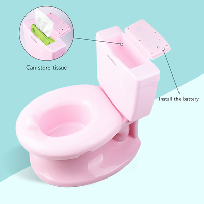 Solid Pattern Wit Blauw Roze Babytraining Potty EN71 Testcertificering met spoelgeluid