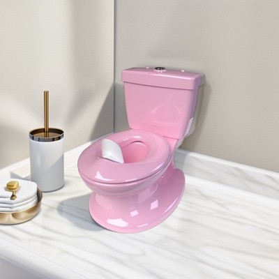 Eco-vriendelijk Blauw Roze Wit Print Kids Potty Toilet Trainer met aangepaste verpakking en logo