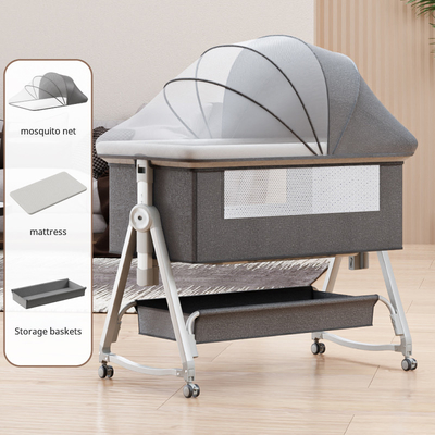 Multifunktioneel babybed met opvouwbare hoogteverstelbare splitsing, draagbare en verplaatsbare schommel, wieg, slaapbed
