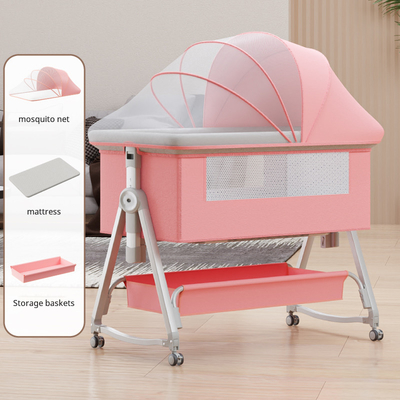 Multifunktioneel babybed met opvouwbare hoogteverstelbare splitsing, draagbare en verplaatsbare schommel, wieg, slaapbed