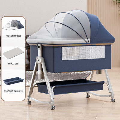 Multifunktioneel babybed met opvouwbare hoogteverstelbare splitsing, draagbare en verplaatsbare schommel, wieg, slaapbed