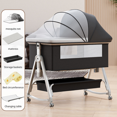 Multifunktioneel babybed met opvouwbare hoogteverstelbare splitsing, draagbare en verplaatsbare schommel, wieg, slaapbed